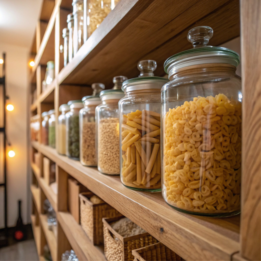 Ditalini Pasta: A Complete Guide to This Versatile Italian Delight Glass jars filled with ditalini pasta stored in a pantry